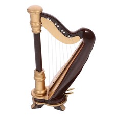 Mini Musical Harp Wooden Luxurious Design Home Decor 1 Set 3.54X2.36X0.39in