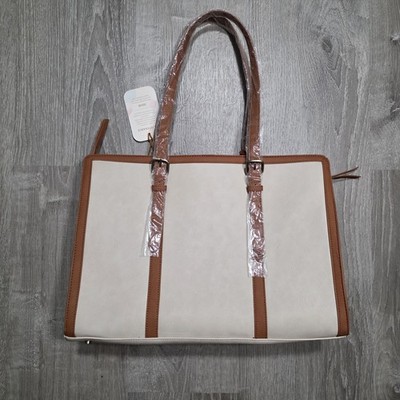 ECOSUSI Women's Handbag Beige Brown Trim Shoulder Bag