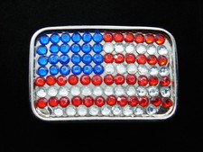 RH13104 COOL UNITED STATES FLAG PATRIOTIC FASHION SILVERTONE BELT BUCKLE