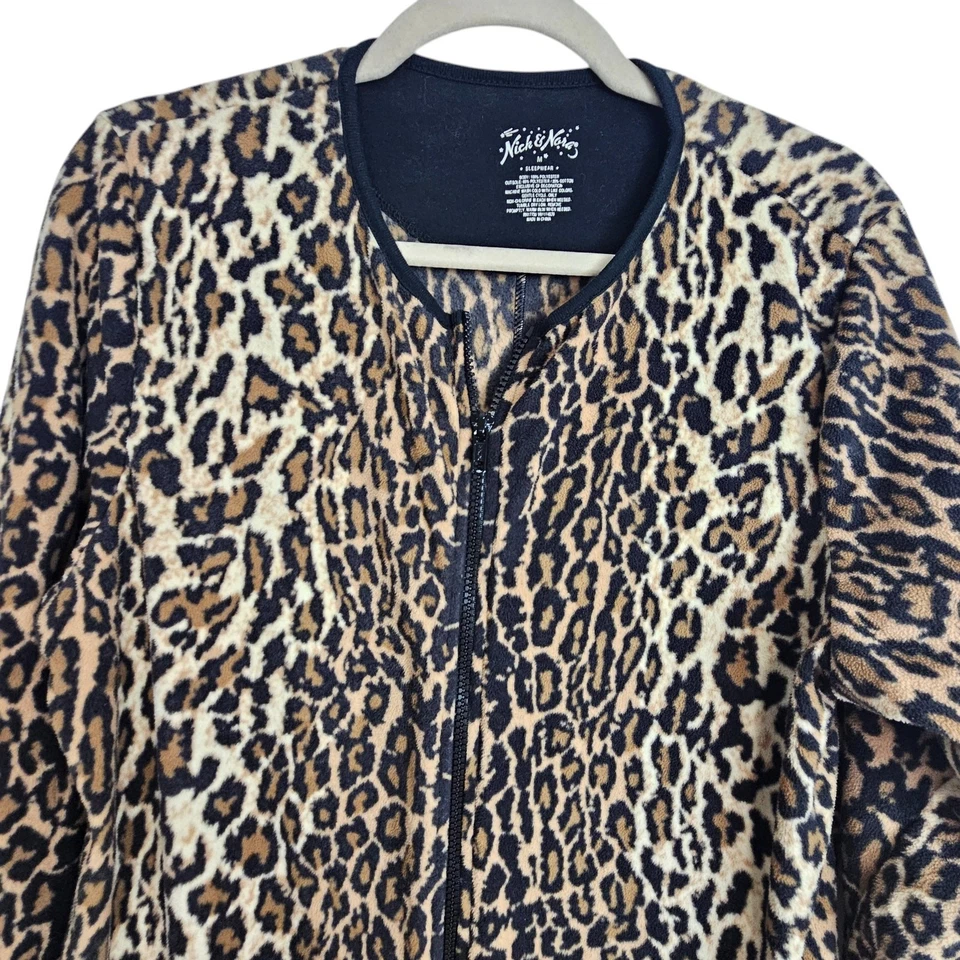 Nick & Nora Pijama Estampado Leopardo Pijama Una Pieza Pijama Mujer M Marrón Negro Foto 2 de 4