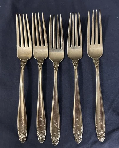 5 International Sterling Silver “Prelude” Dinner Forks - 7 1/4”