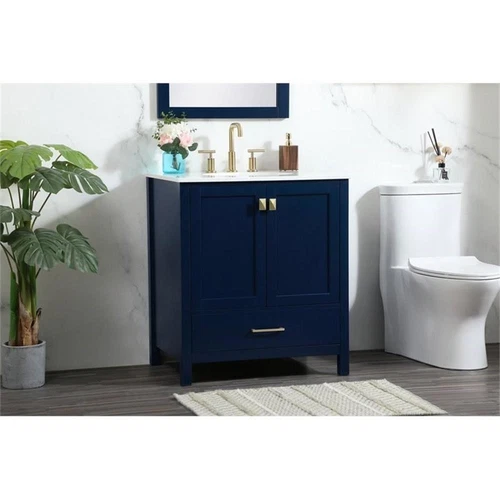 Elegant Decor Irene 30" Zinc Alloy MDF Single Bathroom Vanity in Blue - Picture 2 of 8