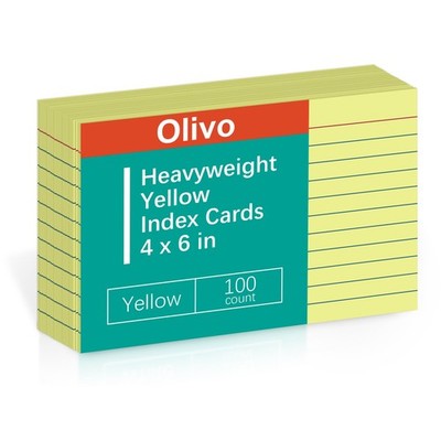 Yellow Index Cards 4x6 Lined Ruled Flash Note 4'' x 6'' (100 Count),