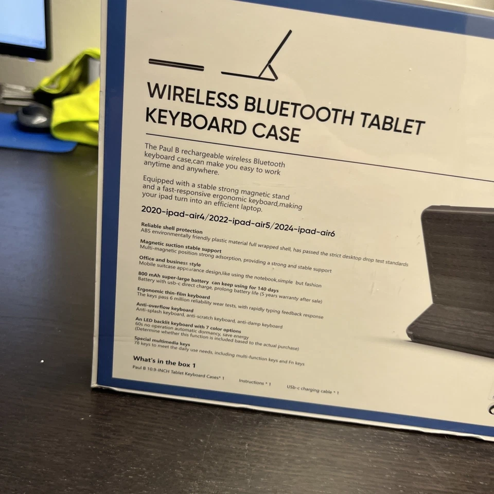 Paul B Wireless Bluetooth Keyboard Case for iPad Air 10.9-inch (2020/22 Magnetic - Image 3 of 4