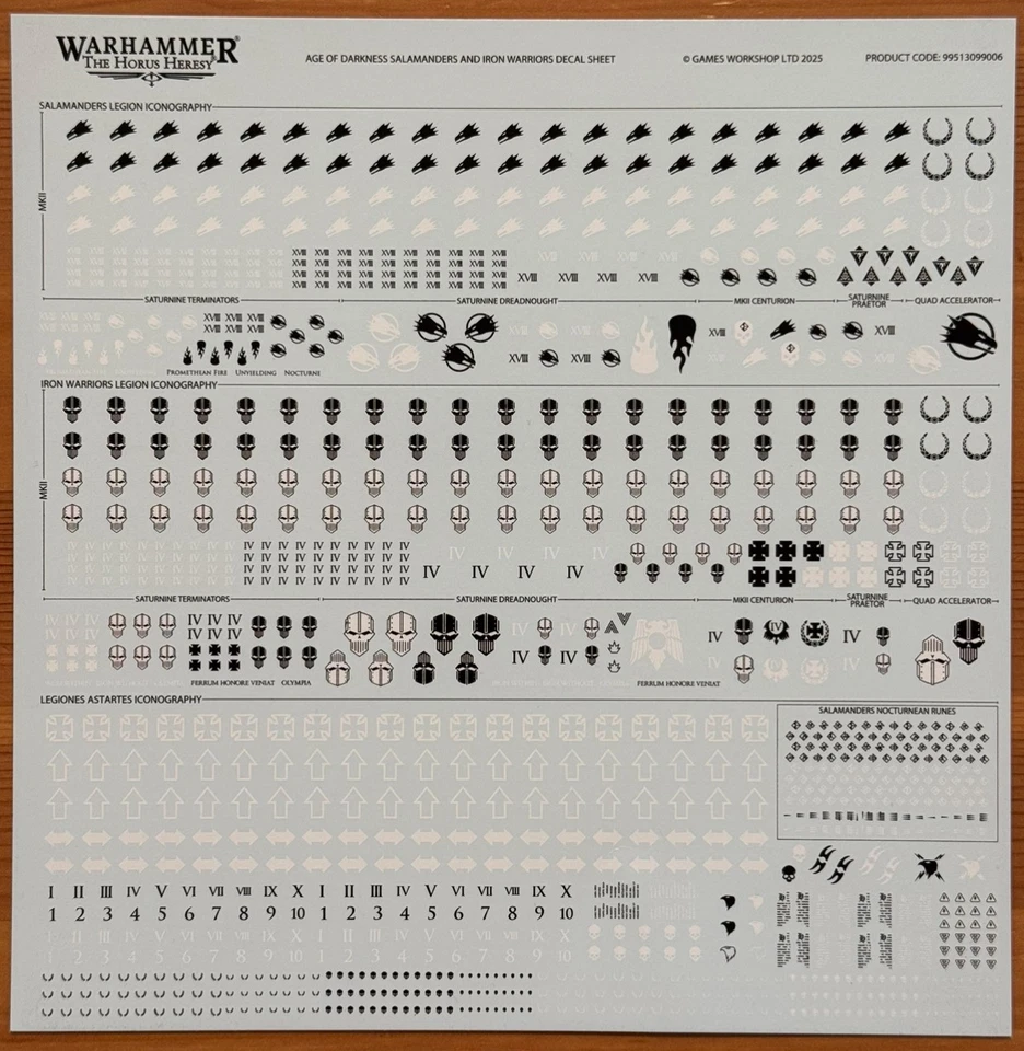 GAMES WORKSHOP LTD. The Horus Heresy - Age of Darkness Salamanders und Iron Warriors - Abziehbilder