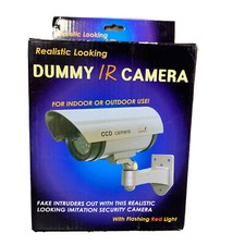 Dummy Fake Security Camera Surveillance Outdoor Indoor IR Red Light Purple Hue