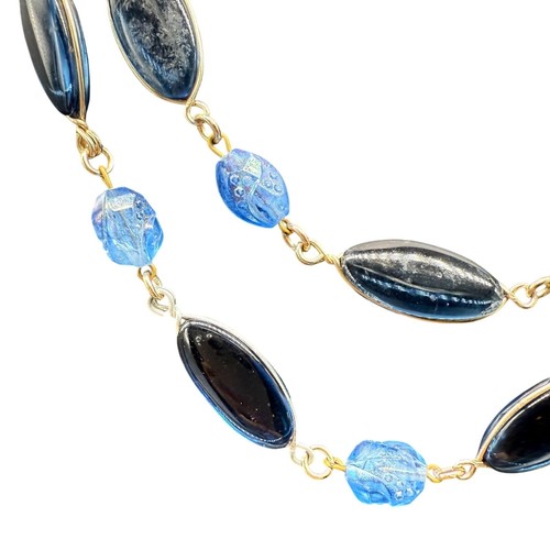 Collana Vintage Germania Ovest Doppio Filo Perline Blu Classico Retrò 22 Pollici - Foto 2 di 6