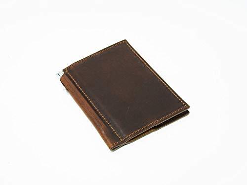 Small Leather Notebook with Pen Holder 3x4 Refillable Mini Journal Chestnut - Picture 1 of 3