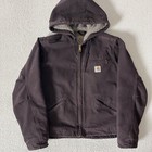 Carhartt WJ141 Womens Sandstone Duck Sherpa Lined Jacket Small Purple Hood Barn