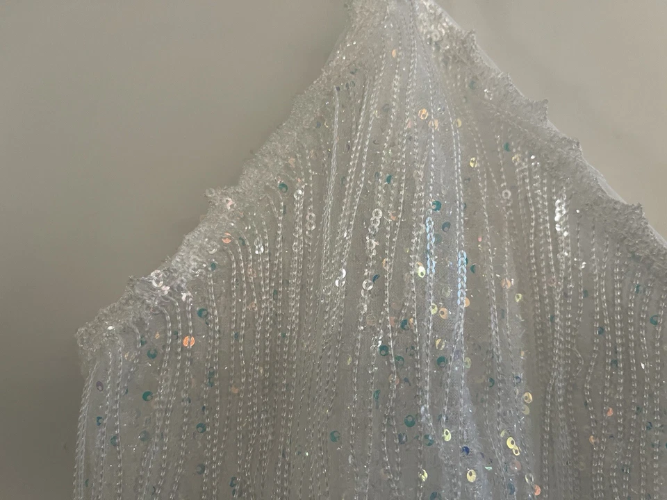 Mameluco de lentejuelas de doble blanco loco borlas nunca usadas camisola alrededor 1X Foto 4 de 4