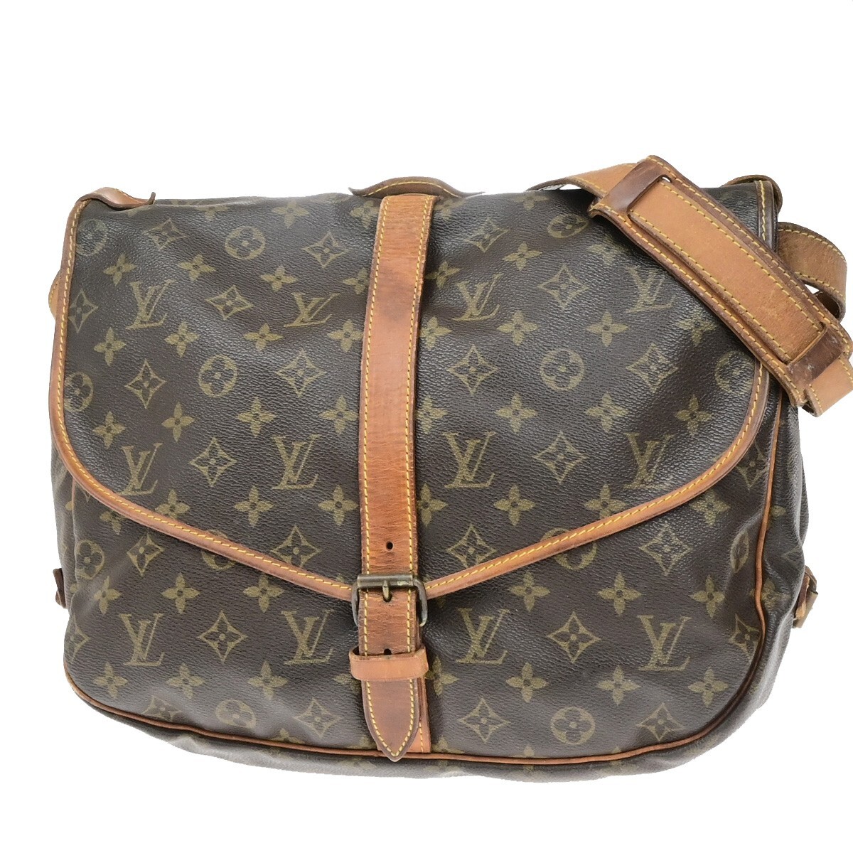 LOUIS VUITTON Saumur 35 Monogram Leather Shoulder Bag BN France M42254 34ED656