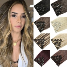 Clip in Hair Extensions 8pieces Clip-on Sew Weft Remy Brazilian Remy Human Hair