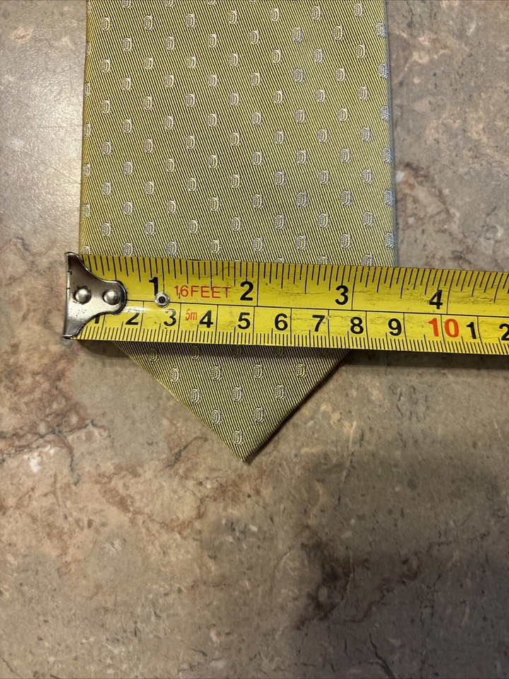 Ermenegildo Zegna Men's 100% Silk Tie ~ Yellow ~ Geometric ~Woven Made in Italy! - Image 3 of 4