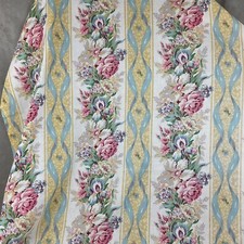 Vintage 80s rose floral cotton fabric curtain panel handmade 82”L x 41”W