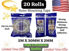20 Rolls 5M X 30MM X 2MM NANO Mounting Adhesive TAPE Double Sided ALIEN Acrylic