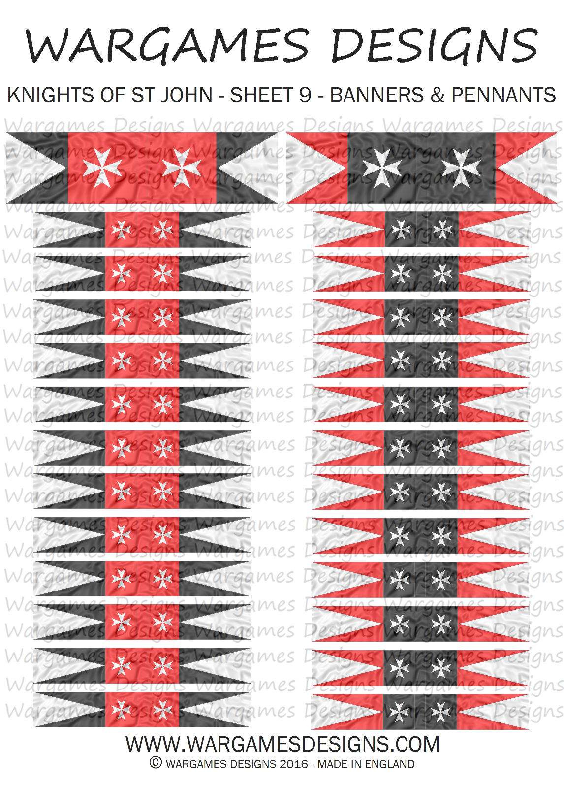 Knights Rampant Roster Sheet 28mm Flags - Knights of St John - Sheet 9 - Lion Rampant, FOG, DBA ...