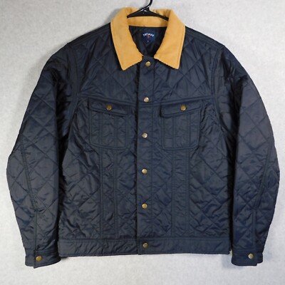 NOAH Quilted Jacket Mens Small Trucker Navy Blue Corduroy Nylon