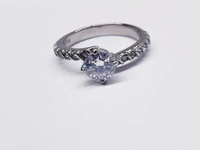 Bluesteel Cassandra Women's High Polished Stainless Steel Ring .50 CT.