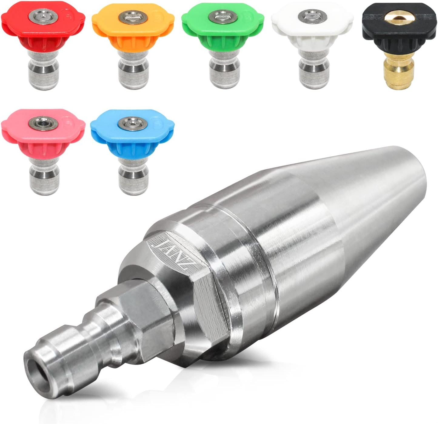 Pressure Washer Rotating Turbo Nozzle with 7 Spray Nozzle Tips Kit Multiple Spra