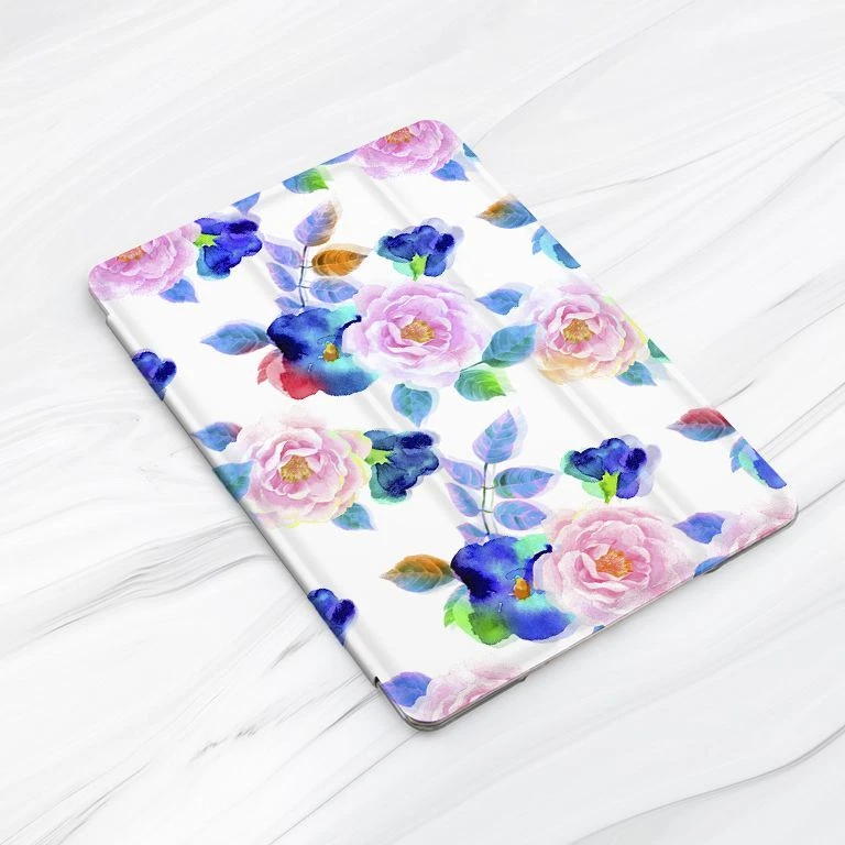 Funda Acuarela Flores Arco Iris Para iPad 10.2 Air 3 4 5 Pro 9.7 11 12.9 Mini Foto 3 de 4