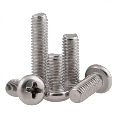 M4 M5 Round Pan Head Phillips Machine Screws Bolts SUS 201 Stainless Steel GB818