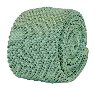 Frederick Thomas Designer Salbeigrüner Herren Gestrickter Krawatte