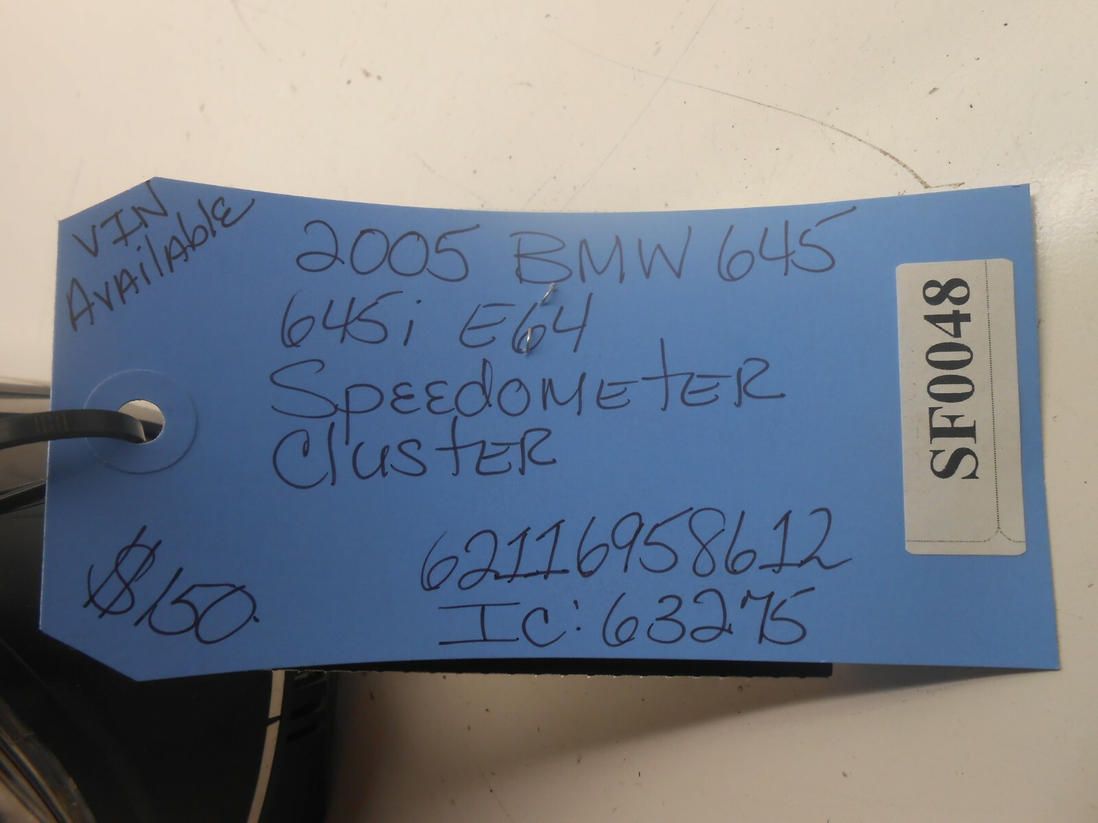 2005 BMW 645I E-64 SPEEDOMETER CLUSTER 62116958612 IC 63275 SF0048 