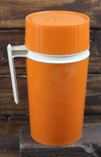 Vintage King Seely Thermos Model 7202 ~ Pint Size Orange Vacuum Jar ~ USA Made