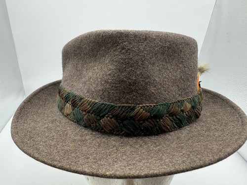 Vintage Henri Hats Pork Pie Beaver Hat Men's Brown Stingy Brim - Picture 5 of 10