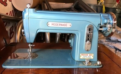 Vintage Modernage Precision Sewing Machine Wonderful Blue Color Model 840 Ebay