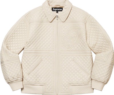 Supreme Studded Quilted Leather Jacket White XL FW22 New in Plastic Authentic