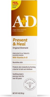 A+D Diaper Rash Ointment 4oz - Prevents & Treats Diaper Rash, Moisturizing Skin