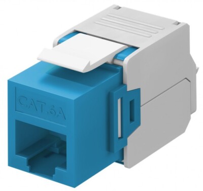 Keystone Modul RJ45 CAT 6A, UTP 16,5 mm breit, Krokodil-Typ, blau
