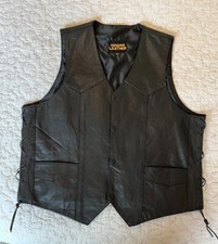 Leather Biker Vest Men s XL