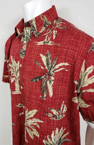 Natural Issue Mens Shirt Size L/G Red Hawaiian Palm Short Sleeve Button Front - Picture 5 of 6