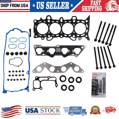 Head Gasket Set Bolts Fits 01-05 Honda Civic DX LX 1.7L SOHC 16v VTEC D17A1