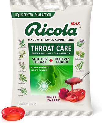 Ricola Cough Drop 34ct SWISS CHERRY --