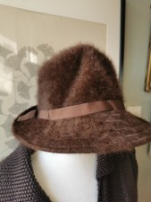 Kangol schokobraun Angora Cloche Hut Vintage Damen Gr&ouml;&szlig;e Small