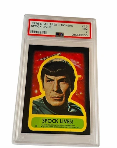 Star Trek Trading Card Sticker 1976 Topps PSA 7 Spock Lives Vulcan Nimoy #19 sp