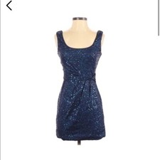EUC Love Reigns Blue Sequin Stretchy Dress Size Small