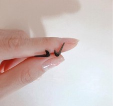 Tiny Black Nike Logo Black Hook Stud Earrings