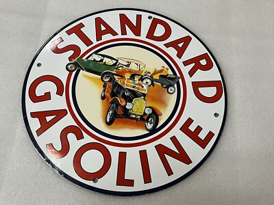 12in Standard GASOLINE PORCELAIN ENAMEL SIGN OIL GAS PUMP PLATE ...