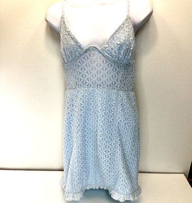 Emory Park Baby Blue Lace Mini Dress Size Slip Style Nightie Y2K Cottagecore Y2K