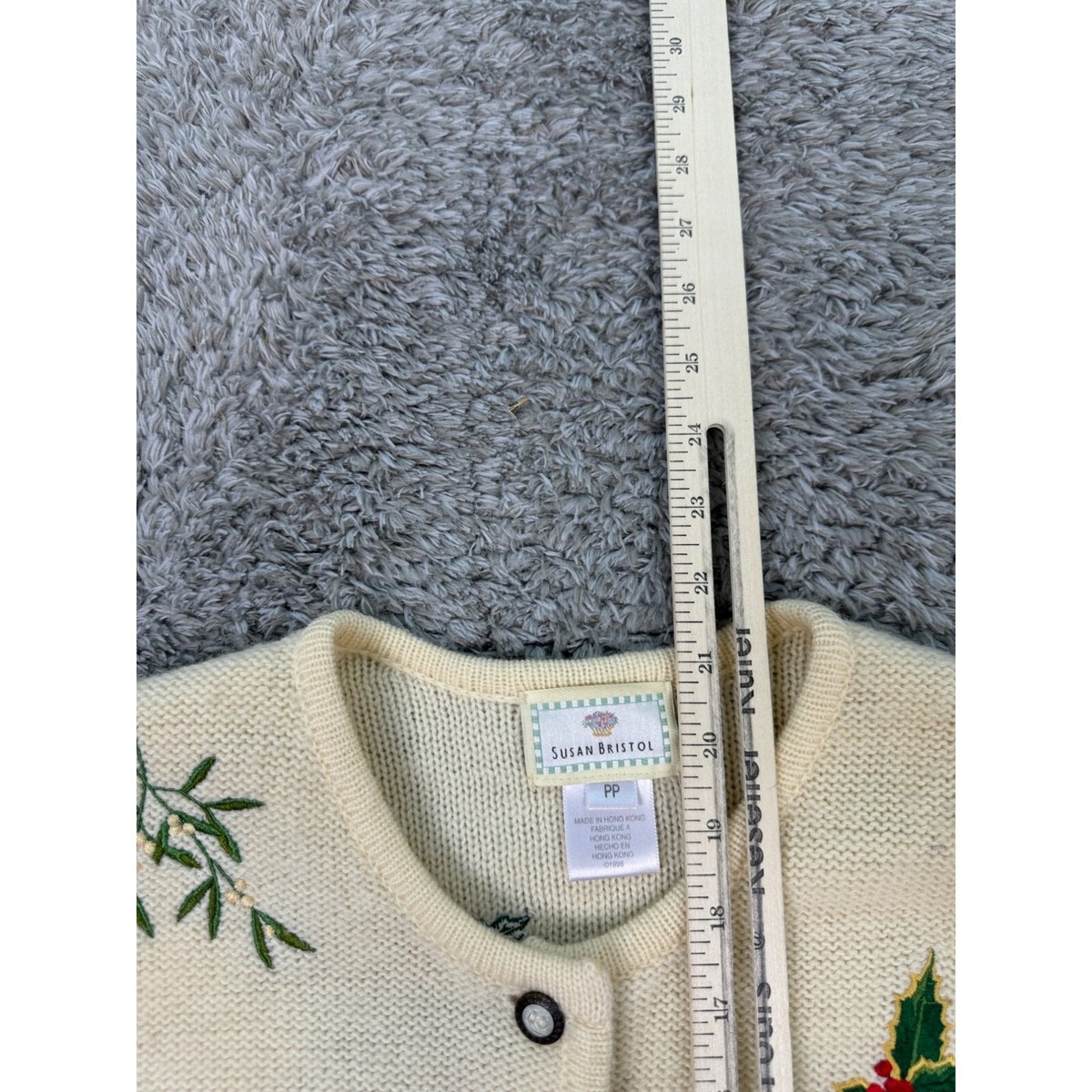 Susan Bristol Sweater Womans Petite Beige Wool Floral Susan Bristol Sweater Womans Petite Beige Wool Floral