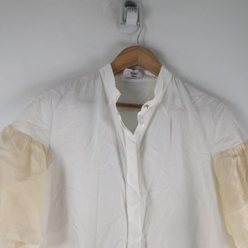 Max mara shine! womens blouse shirt size 16 white short sleeve cotton silk111315 - Picture 2 of 10