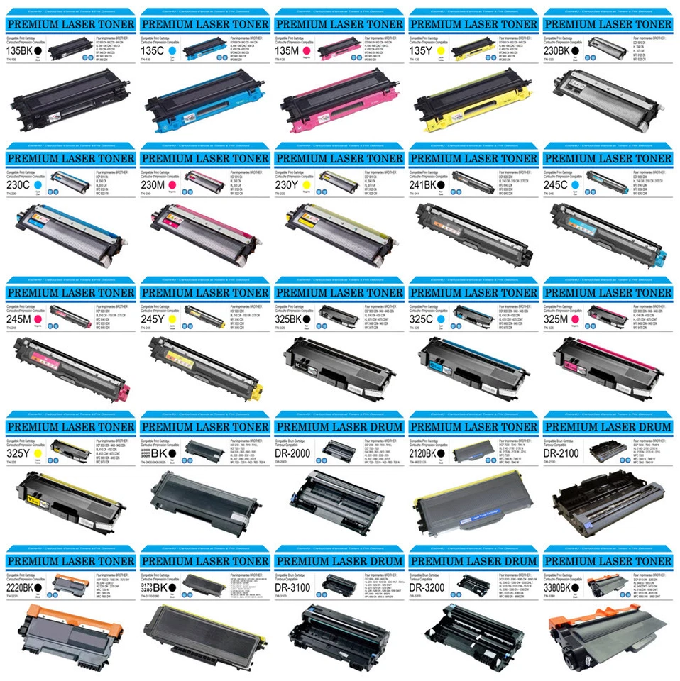Toners Laser compatibles Brother pour imprimantes DCP HL MFC ( au choix )