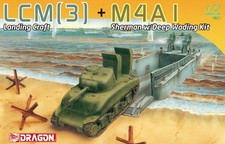 LCM(3) LANDING CRAFT & M4A1 SHERMAN w/ Deep Wading Kit - DRAGON PLASTIC KIT 1/72