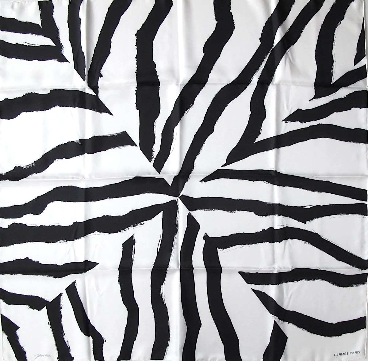 Hermes Scarf 90 Carre Stole Rosace de Janos Ber White Silk Bandana Auth New Box