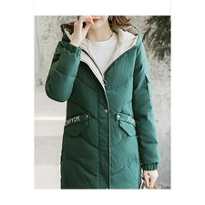 Women Elasticated Hood Long Sleeve Padded Winter Jacket - Blue