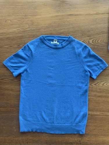 Original Hermes Kurzarm Strick Kaschmir Farbe Blau Größe 34 Damen